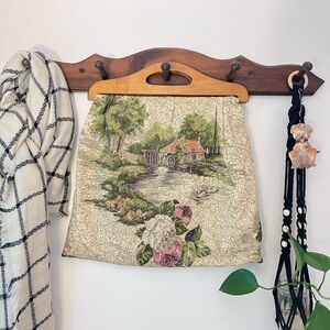 Vintage 50s Old Mill Stream Floral Handbag